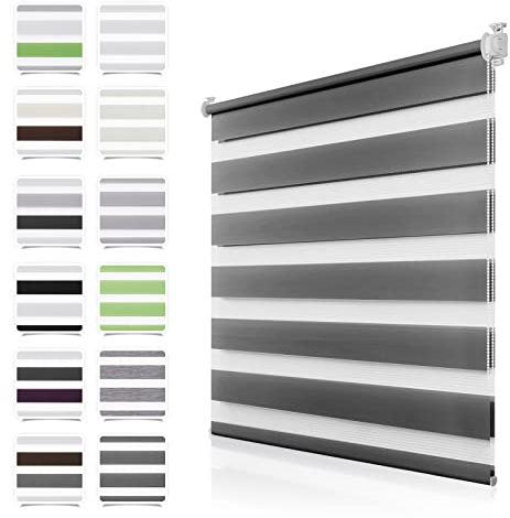 Doppelrollo Klemmfix ohne Bohren Anthrazit 85x120cm Rollos für Fenster ohne Bohren mit Kindersicherung Fenster Rollos für innen Lichtdurchlässig & Verdunkelnd, Stoffbreite 80cm