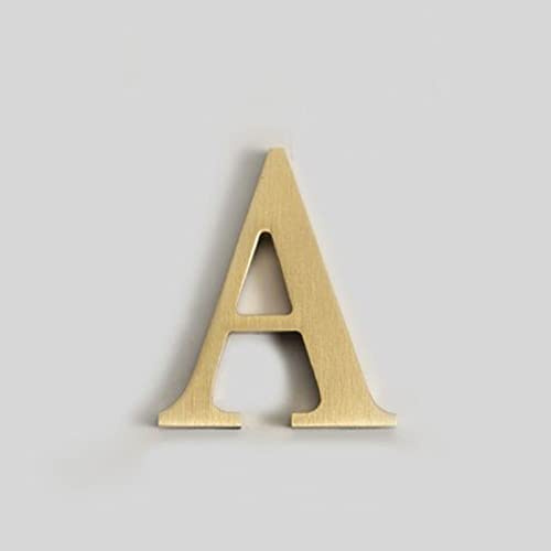 3D Self Adhesive Brass House Plaque Numbers Stickers 0-9 Letters ABC Metal Electroplated Digital Doorplate for Apartment Room Home Door Number Sign Mailbox Address Street Hotel Indoor, Anti-Rust (A)