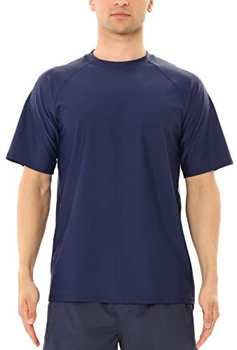 MASOCIO Camiseta Proteccion Solar Hombre Manga Corta UPF 50＋ Anti UV Solares Camiseta Surf Natacion Playa Baño Agua Secado Rápido Azul Marino XXL