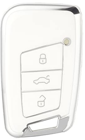 OFFCURVE Schlüsselhülle für VW Passat B8 Tiguan Skoda Superb Kodiaq Seat | TPU Autoschlüssel hülle für VW Passat B8 Jetta Polo Tiguan T-ROC MK2 Scirocco Skoda Superb Kodiaq Seat
