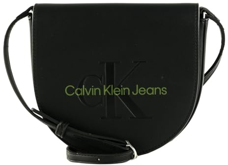 Calvin Klein Jeans Damen Umhängetasche Sculpted Mini Saddle Bag Klein, Schwarz (Black/Dark Juniper), Einheitsgröße