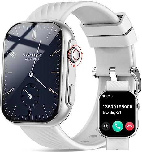 AVUMDA Unisex smart klocka med telefonfunktion, 2,01 tum HD-träningsklocka med blodtryck, SPO2, armbandsur, stegräknare, 123 sportlägen, IP68, vattentät för