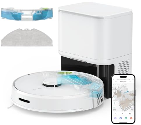 SwitchBot S1 Plus Saugroboter mit Wischfunktion - Saugroboter mit Absaugstation für 70 Tage, LiDAR Navigation, Smarte Kartierung, 2700Pa Starke Saugkraft, kompatibel mit Alexa, ideal für Hartböden