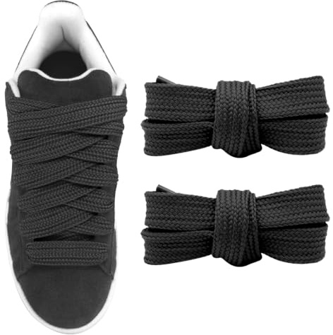 UamGlsob 3/4 tum feta skosnören för Adidas Campus 00-talsskor, 81 cm – 153 cm längd platta tjocka breda skosnören ersättningssnören | 2 cm (3/4 tum) breda, platta skosnören i polyester, tjocka skosträngar, tjock ersättningsspets för sneakers