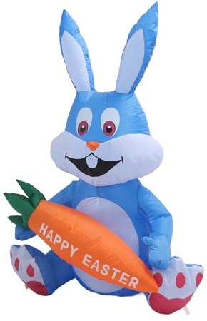 Gonfiabili Coniglio di Pasqua Decorazione da Esterno, 1,2 M Cartone Animato Simpatico Divertimento Innovativo Gonfiabile Decorazione da Esterno (Spina europea 220 V)