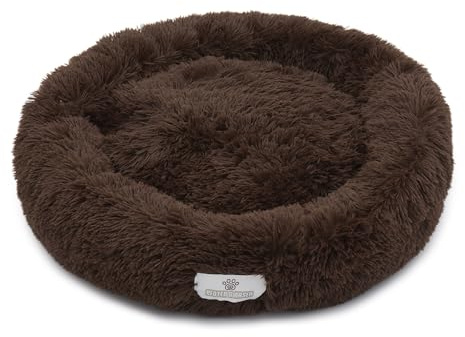 pfoten&nasen® Wolke 7 Hundebett M (75cm, Braun) – Flauschiges Donut-Hundekörbchen für kleine bis mittelgroße Hunde, rundes Hundekissen mit Wendekissen, Abnehmbarer Bezug, waschbar, rutschhemmend