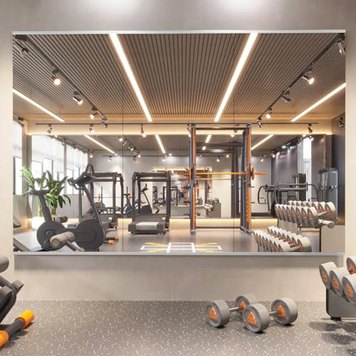 pertetey Home Gym Mirror, 48X24 Inch(Each)-3Pack Wall Mounted Large Frameless Tempered Glass Mirror, Idea for Gym, Yoga, Bedroom, Dance Studio, Living Room