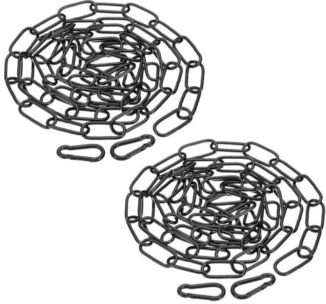 PATIKIL 6 Feet Black Finish Lighting Hanging Chain, 2 Set Metal Looping Chain for Hanging Plant Pendant Chandelier Light Fixture