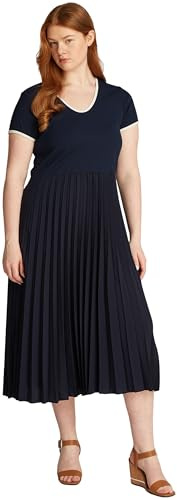 Tommy Hilfiger Damen Kleid Midi Dress Ärmellos, Blau (Dark Night Navy), XS