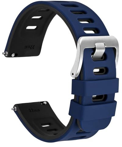 WOCCI Bicolore Cinturini per Orologi, Gomma Silicone, Sgancio Rapido, Cinturino di Ricambio per Uomo e Donna, Fibbia in Acciaio Inossidabile, 18mm 20mm 22mm