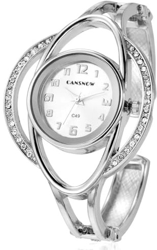 CANSNOW Faszinierende Spangenuhr Damen Uhren Damen Armreif Armbanduhr Armspange Damenuhr mit feinem Metall-Armband