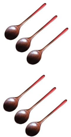 Amosfun 6 Piezas de madera cuchara para de cocina cubiertos para niños para servir sopa soperas cuchara sopera de madera ecológica
