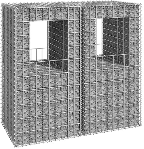Homgoday Poteaux à Panier de Gabion 2 pièce 50x50x100 cm Fer, Mur à Gabion de Jardin, Panier de Gabion Clôture de Extérieur pour Terrasse, Arrière-Cour, Pelouse