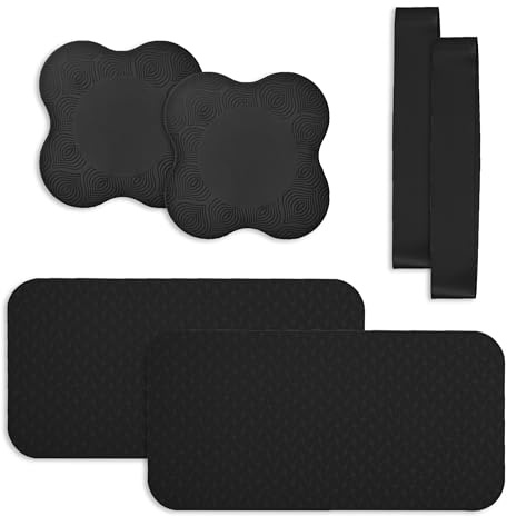 Yoga Knee Support Pad for Women Pilates Kneeling Cushion | Elbows Wrist Hands Head Foam Extra Thick Men Exercise Knees Pads Set of 6 Pieces (Black)