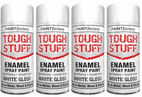 GSV Essentials Enamel White Gloss Spray Paint for Wood, Metal, Plastic, Ceramic, Perfect for Interior and Exterior All Purpose Use, 400ml (4 Pcs)