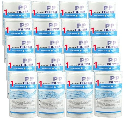 Filtre à eau puits à sédiments pour toute la maison, 5 x 2,5, 20 cartouches remplacement, pour filtre à eau remplacement pour évier(1 micron)