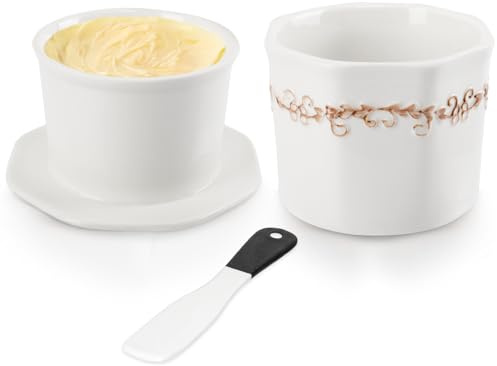 Smörklocka keramik, 250 g fransk smörburk, smörkruka vattenkyld med keramisk kniv, fransk vattensmörburk 250 g, julklapp till köket