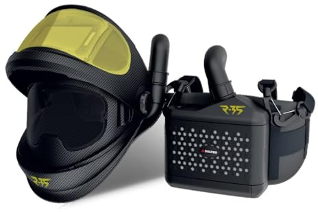 Solter HELLMET R-35 FLOW FLIP-UP – Careta de soldadura automática profesional con ventilación PAPR TH3P, visor abatible Flip-Up y filtro DIN 4-8/9-13 para máxima protección, confort y rendimiento