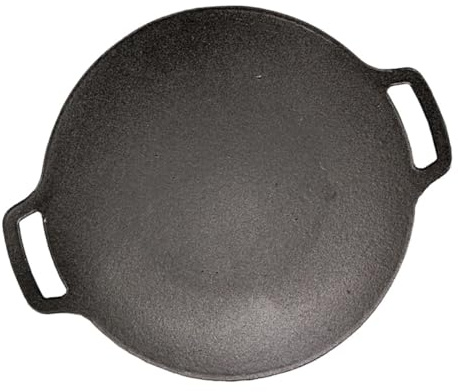 NOLITOY Sartén Parrilla de Hierro Fundido para Barbacoa Exterior Sartén para Asar Carne y Verduras Bandeja Resistente para Camping y Cocina al Aire Libre