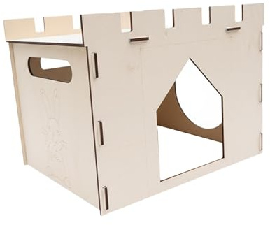 Fonowx Maison pour Hamster Cabane Refuge Lapin Abri Jouet à Mâcher Bois pour Animaux Petit Lit Habitat Fonction Abri Adaptée aux Lapins Cochons d'Inde, Style A