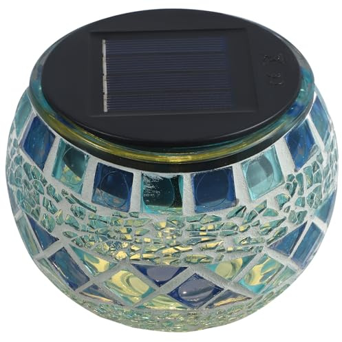 FENICAL Lampada Solare a LED in Vetro, Luce da Giardino Esterna per Prato e Balcone, Illuminazione Solare Decorativa per Patio e Bordo Piscina, per Ambienti Esterni