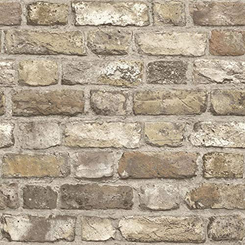 Vintage House Brick Stone Wallpaper Beige Brown Grey Paste Wall Vinyl YöL