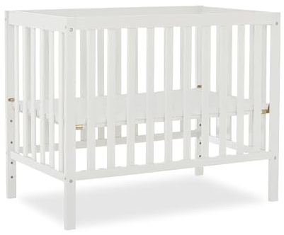 Dream On Me Edgewood 4-in-1 Convertible Mini Baby Crib in White GreenGuard Gold & JPMA, Non-Toxic, Compact 40×25×33″ Design, Converts to Mini Daybed & Twin Bed (Rails to Buy) 1″ Mattress Pad