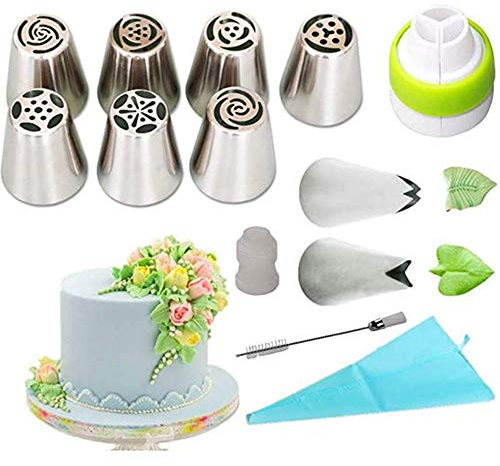 LTLCLZ 11 Pezzi Ugello in Acciaio Inossidabile Decorazione Pasticceria, Decorazione Torte Set, Bocchette Decorative Accessori per Torte/Cupcakes, È Lo Strumento Perfetto per Maneggiare La Crema