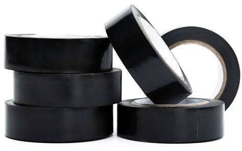 WINSOME Black Electrical Tape Waterproof Heat Resistant Tape 20m x 19mm - Strong Heavy Duty, Sticky, PVC Electric Insulation Tape for Wires, and Cables (Pack of 6)