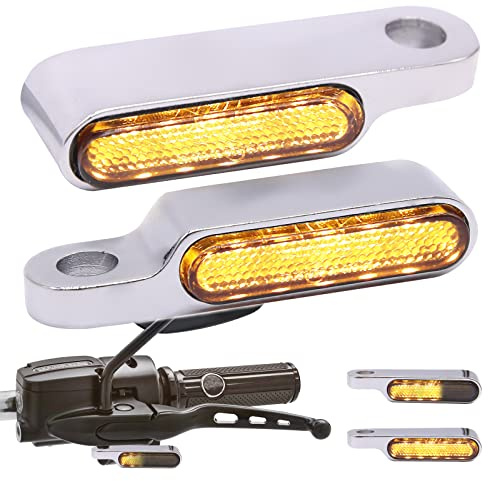 JMTBNO Krom Blinkande LED-styrcykel, Sekventiell Front Giro Signal Ljus Mini Indikatorer Homologerade 12V Aluminium Ljus Bärnsten Vattentät M8 för Moto Scooter Enduro ATV Quad