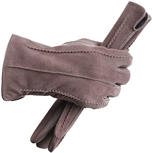 Farbige Wildleder Damen Lederhandschuhe, warme Winterhandschuhe, hochwertige Lederhandschuhe Damen, Winter Schaffell Damen Handschuhe Khaki 8