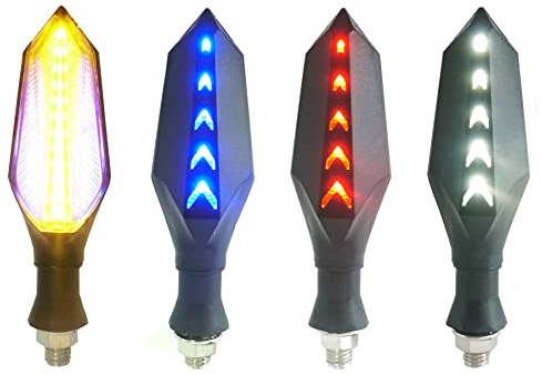 Moto ha portato le luci di segnalazione universale anteriore posteriore DC 48v 52v 60v 72v lampeggiatori indicatore di direzione lampadine per elettriche scooter bicicletta E-Bike (Amber/White)