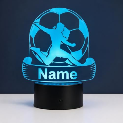 Personalisierte Fußball LED Lampe – Nachtlicht mit Name für Fußballfans | Fußball Geschenk für Spieler & Fans, 16 Farben, dimmbar, Fernbedienung, Trikot Design, Made in Germany
