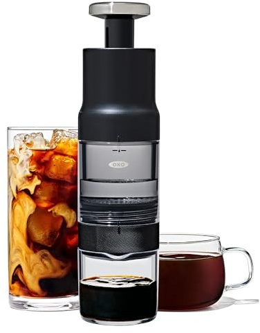 OXO Brew Rapid Brewer – Cafetera manual portátil, filtro de acero inoxidable incorporado, resistencia ajustable, compacta y liviana, no necesita cápsulas ni filtros de papel