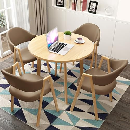 FREUPGU Kleiner Besprechungstisch, Küchentisch Mit Stühlen, Esstisch Mit 4 Stühlen Set, Tische und Stühle für Den Empfang, 1 Tisch Mit 4 Stühlen, Platzsparend(Brown)
