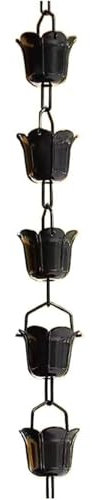 XINCXIN Regenkette, japanische Dekor-Regenkette, Glocken-Regenkette for Dachrinnen-Fallrohr, Regenwasserkette, dekorative Regenkette for Garten-Außendekor(Black)