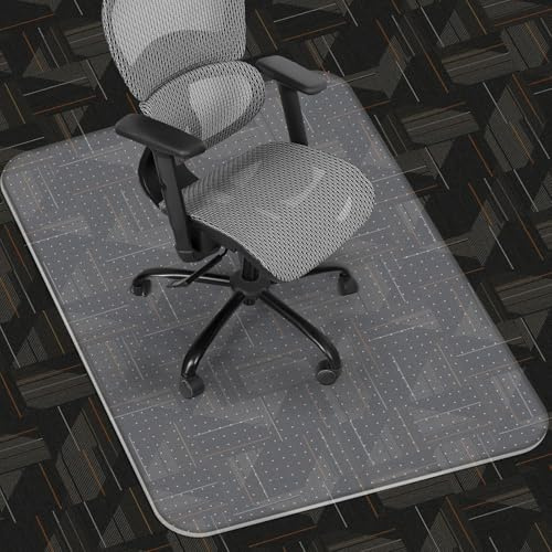 NumRise Office Chair Mat for Carpets, Clear Carpet Protector Chair mat for Low, Flat and No Pile Carpeted Floors, Thick and Sturdy Carpet Protector for Desk Chair (90 X 120cm Rectangle)