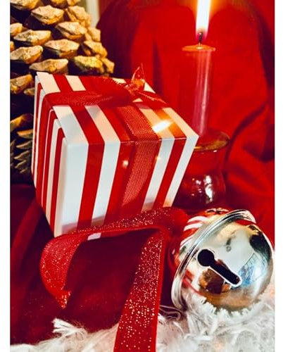 Campana campanella della slitta di Babbo Natale Polar Express, regalo di Natale decorativo con scatola e nastro rosso