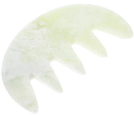 FRCOLOR Natürlicher Jade Massagekamm mit 5 Zähnen Ergonomisch für Kopfhaut und Gesicht Sanfte Massage zur Entspannung und Pflege