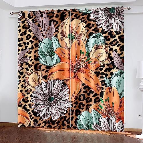 Vorhang Blickdicht Gardinen Mit Ösen - 2 Stücke 183(B) X 214(H) cm Verdunklungsvorhänge 3D Retro-Blumenmuster Muster Thermovorhang Für Schlafzimmer Wohnzimmer Weihnachtsgardinen-55526803577682