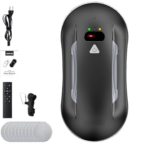 Oamger Robot lavavetri, 5600pa Robot pulitore vetro robot lavavetri 70mm con corpo ultra-sottile, motore BLDC e doppio spruzzo automatico per superfici lisce, 10 panni
