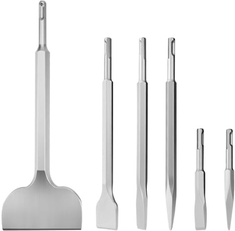6-teiliges SDS Plus Meißel Set,Fliesemeißel enthalten Flachmeißel Breitmeißel Spitzmeißel, 20 x 150mm & 250mm | 14 x 150mm & 250mm | 40 x 250mm | 100 x 280mm, Meißel SDS Plus Set für Beton & Mauerwerk
