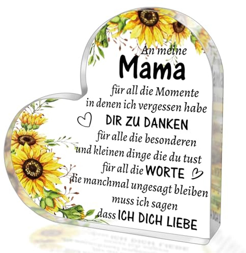 Hiipeefeel Geschenke für Mama, Herzförmiges Acryl Heimat Dekoration, Geburtstagsgeschenk Muttertagsgeschenk Mama, Mutter Geschenk Muttertag Geburtstag Weihnachten