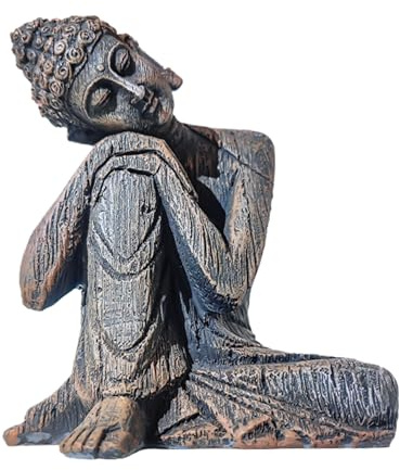Garden Ornaments Bronze Effect Outdoor Meditating Buddha | Stone Buddha Figurine Meditation | Spiritual Sculptures Zen Decor for Work Car Living Room Sanctuary Sanctuary Medit