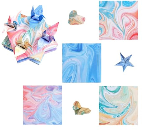 400 Feuilles Papier Origami 9.5x9.5cm Feuille de Couleur Double Face 4 Styles Gradient Origami Carré pour Enfants Adultes Bricolage Arts et Crafts