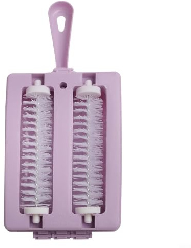 Spazzola a doppia spazzola portatile per tappeti, divano, letto, tavolo, briciole, polvere, strumento di pulizia, con contenitore di raccolta, viola PP (viola)