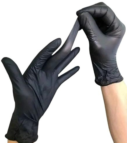 PBHOVIITG 10/200pcs Disposable Latex Gloves Black Waterproof Non-Medical For Kitchen, Cleaning, Dishwashing, Cooking, Automotive, Craft Use(200 PCS,L-23x11cm)