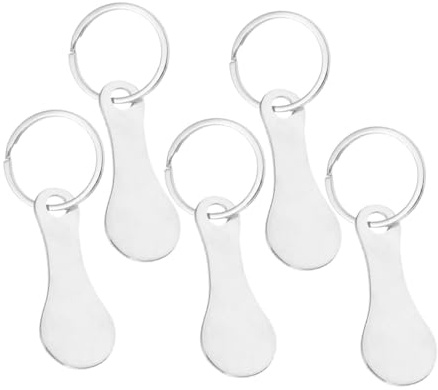 NIYANGLE 5pcs Silver Shopping Trolley Coins Keychain Portable Metal Token Key Ring for Grocery Cart Release Lightweight Quarter Holder
