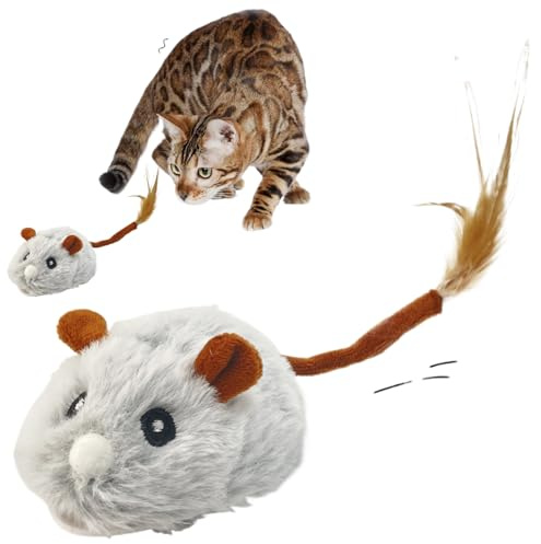 Huasean Juguetes para Gatos,Ratones de Peluche Recargables,Juguete para Gatos De Interior con Rueda Silenciosa | para Juego Ejercicio Entretenimiento Cumpleaños Navidad Halloween