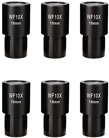 ISTOVO 6piezas 10X Microscopio Ocular Gran Angular Lentes ópticas Adaptador Campo 18 mm Lente Ocular Profesional Estándar
